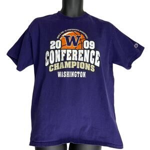 UW Huskies Conference Champions T Shirt Adult Size L Purple Washington 2009